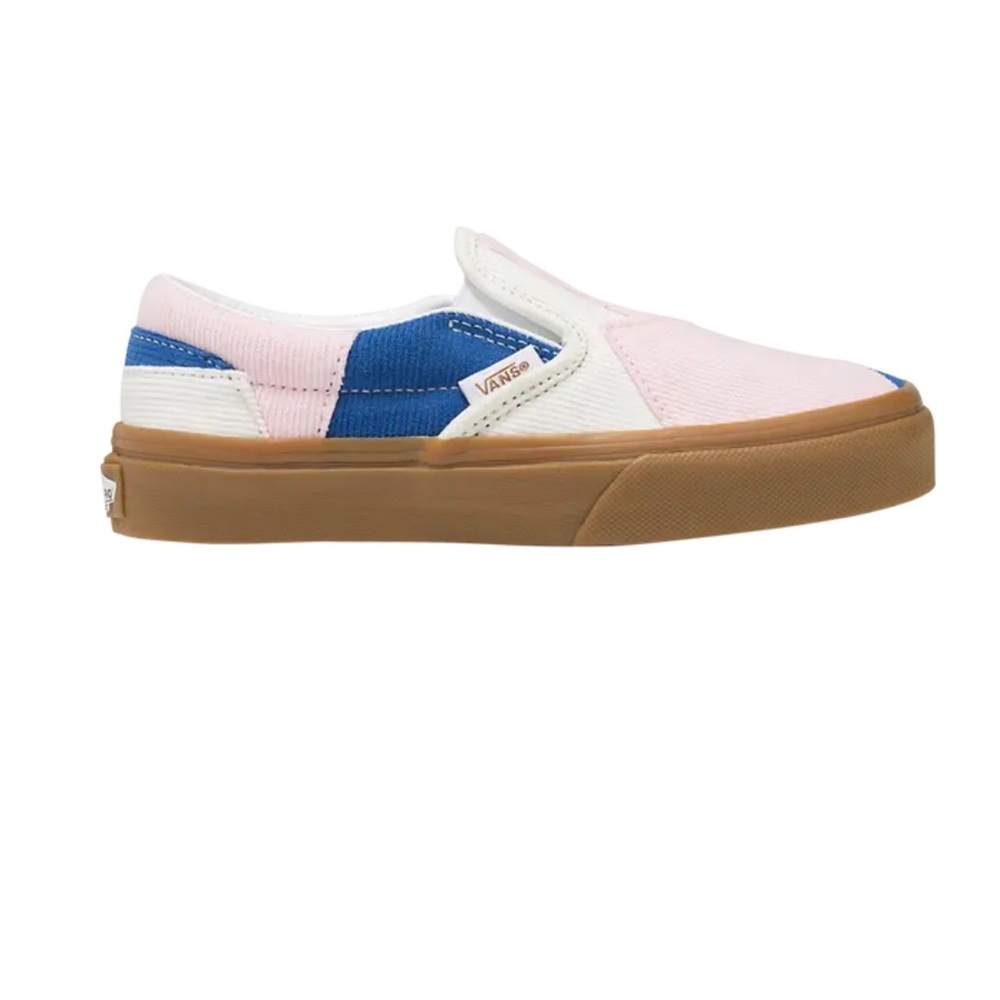 Vans Kids 12.5 Slip-On Corduroy Shoes - Pink, Blue, and White